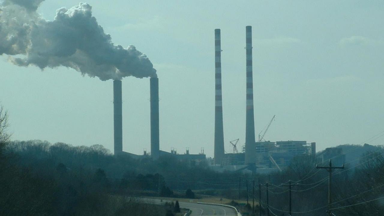 Cumblerland Power Plant smoke stack emissions